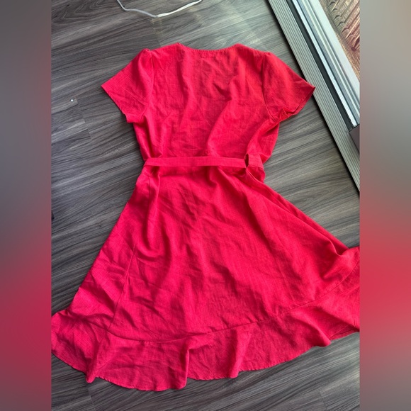 TCEC Red Wrap Dress | Size Large | Worn Once | Flowy Ruffle Hem - Picture 2 of 2